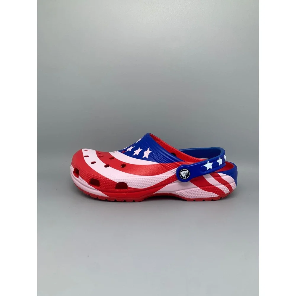 Crocs Classic American Flag Clogs 205974-90H Men's Sz 8 NEW